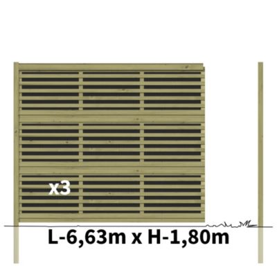 Mur anti-bruit ABSORB - Hauteur : 1,80m - Longueur : 6,63m - Absorption sonore - Réduction sonore