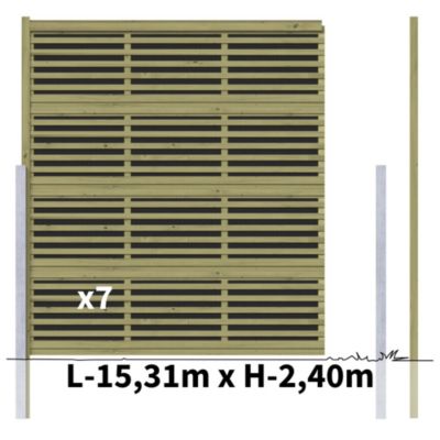 Mur anti-bruit ABSORB - Hauteur : 2,40m - Longueur : 15,31m - Absorption sonore - Réduction sonore