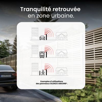 Mur Anti-bruit Bois 17,48x2,4m SILENZO ABSORB - Clôture Réduction Sonore - Palissade