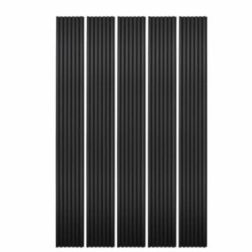 Mur TV - Lot de 5 Panneaux tasseaux bois 250 x 30 x 1,9 cm - Lamelles placage noir fond noir - 3,75m²