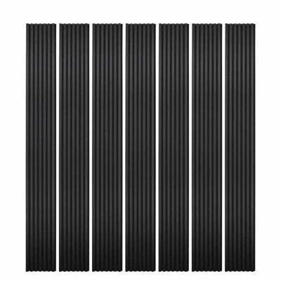 Mur TV - Lot de 7 Panneaux tasseaux bois 250 x 30 x 1,9 cm - Lamelles placage noir fond noir - 5,25m²