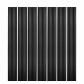Mur TV - Lot de 7 Panneaux tasseaux bois 250 x 30 x 1,9 cm - Lamelles placage noir fond noir - 5,25m²