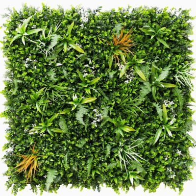 Mur Végétal Artificiel Savane 100 100 cm Plaque Décorative Feuillage Tropical pour Mur Terrasse et Balcon