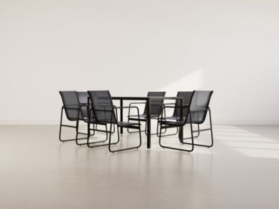 Murillo - ensemble table et chaises de jardin - 6 personnes - noir et ...