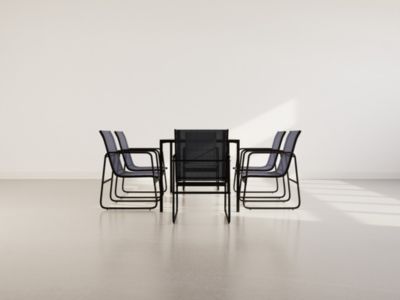 Murillo - ensemble table et chaises de jardin - 6 personnes - noir et ...