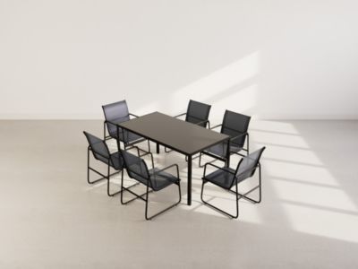 Murillo - ensemble table et chaises de jardin - 6 personnes - noir et ...