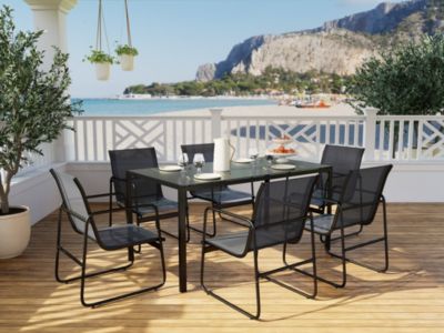 Murillo - ensemble table et chaises de jardin - 6 personnes - noir et ...