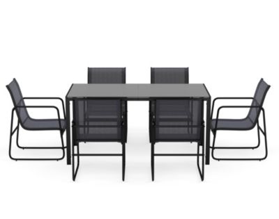 Murillo - ensemble table et chaises de jardin - 6 personnes - noir et ...