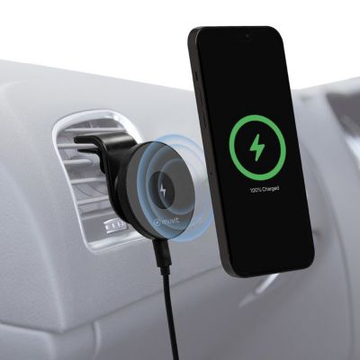 Muvit Support Voiture Magnétique Chargeur MagSafe 15W avec Câble USB-C Noir