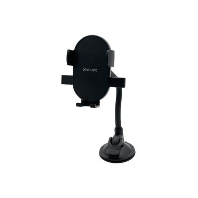 Muvit Support Voiture pour Smartphones 2 en 1 Flex avec Pince Extensible à 87mm Noir