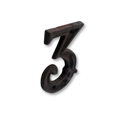 N° de maison - marquage 3 - en fonte - couleur marron - à visser - hauteur 12 cm - Chapuis CFR3