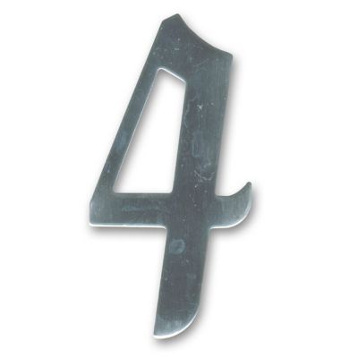 N° de maison - marquage 4 - en acier inoxydable - couleur gris - à visser - hauteur 10 cm - Chapuis HS004