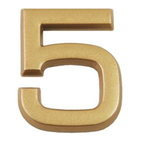 N° de maison - marquage 5 - en PVC - couleur or - autocollant - hauteur 3,7 cm - Chapuis LD3705