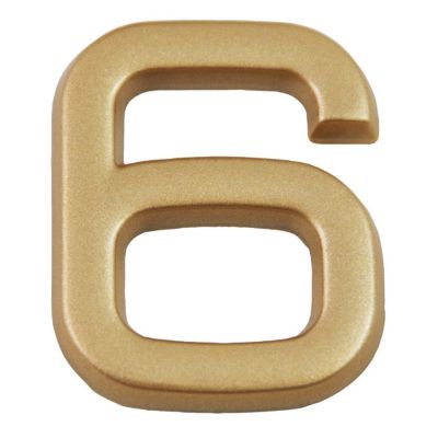 N° de maison - marquage 6 - en PVC - couleur or - autocollant - hauteur 3,7 cm - Chapuis LD3706