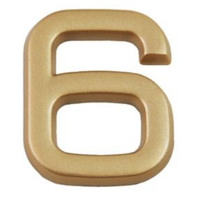 N° de maison - marquage 6 - en PVC - couleur or - autocollant - hauteur 3,7 cm - Chapuis LD3706
