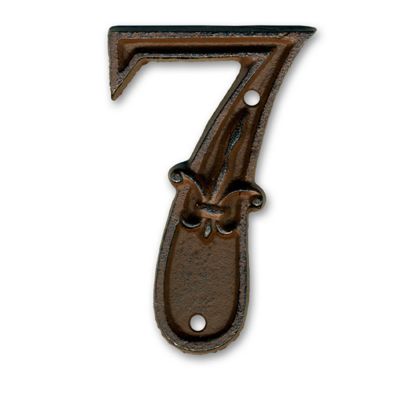 N° de maison - marquage 7 - en fonte - couleur marron - à visser - hauteur 12 cm - Chapuis DB62-7