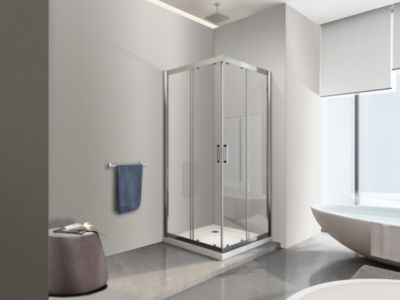 NALA Douche de 6 mm angulaire carrè avec profil chromé (receveur non inclu) - 100 (97,5-100) x 100 (97,5-100)