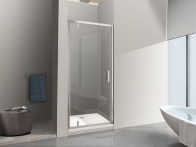 NALA - Porte de douche à ouverture battante roto-translante avec pivots asymétriques, cadre CHROME réversible Cm 66-69 H 200