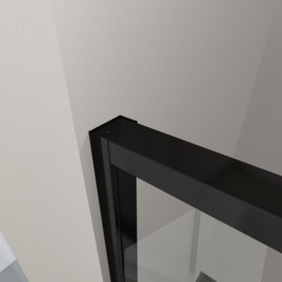 NALA Porte de douche pour installation en niche avec fermeture douce Soft Close H 200, cadre en noir mat 8 mm Cm 160 (157-160)