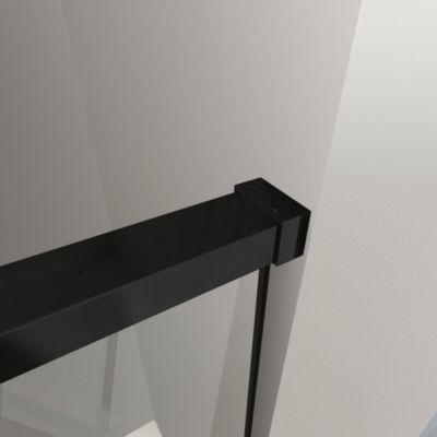 NALA Porte de douche pour installation en niche avec fermeture douce Soft Close H 200, cadre en noir mat 8 mm Cm 160 (157-160)