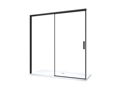 NALA Porte de douche pour installation en niche avec fermeture douce Soft Close H 200, cadre en noir mat 8 mm Cm 160 (157-160)