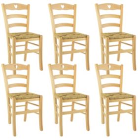 NAPLES - Lot de 6 Chaises  et Assises en Paille