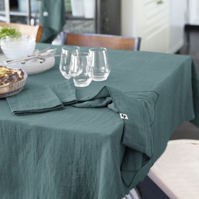 Nappe 150 x 250 cm en double gaze de coton gaufrée bleu canard - PEPA