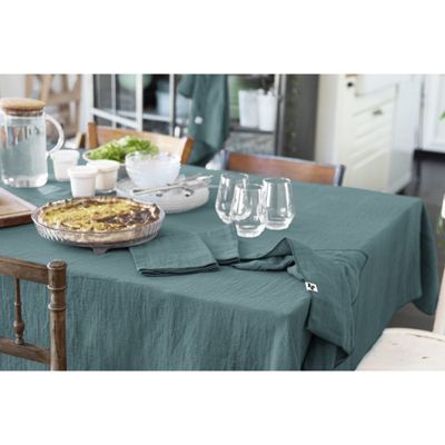 Nappe 150 x 250 cm en double gaze de coton gaufrée bleu canard - PEPA