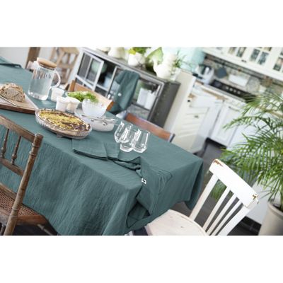 Nappe 150 x 250 cm en double gaze de coton gaufrée bleu canard - PEPA