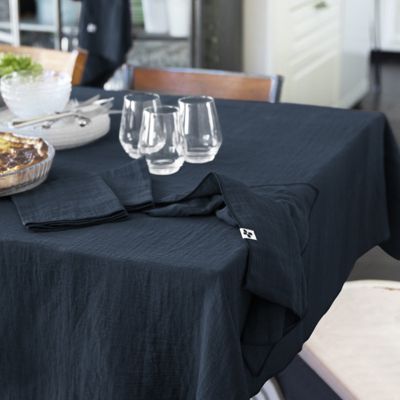 Nappe 150 x 250 cm en double gaze de coton gaufrée bleu nuit - PEPA