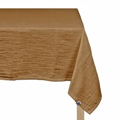 Nappe 150 x 250 cm en double gaze de coton gaufrée camel - PEPA