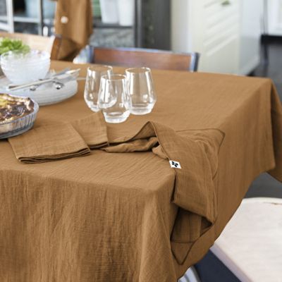 Nappe 150 x 250 cm en double gaze de coton gaufrée camel - PEPA