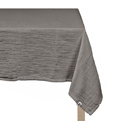 Nappe 150 x 250 cm en double gaze de coton gaufrée gris - PEPA