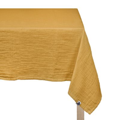 Nappe 150 x 250 cm en double gaze de coton gaufrée jaune - PEPA