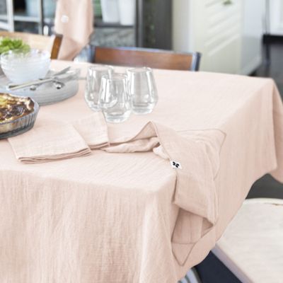 Nappe 150 x 250 cm en double gaze de coton gaufrée rose - PEPA