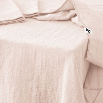 Nappe 150 x 250 cm en double gaze de coton gaufrée rose - PEPA