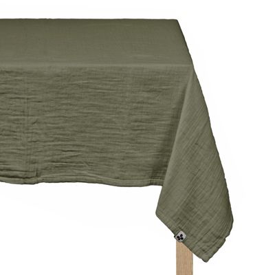 Nappe 150 x 250 cm en double gaze de coton gaufrée vert - PEPA