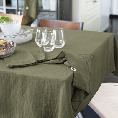 Nappe 150 x 250 cm en double gaze de coton gaufrée vert - PEPA