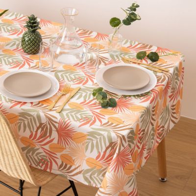 Nappe anti tâche à motif exotique (240x140 cm - Orange)