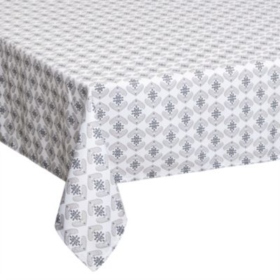 Nappe anti-tâches et imprimée hindi (240x140 cm - Gris clair)