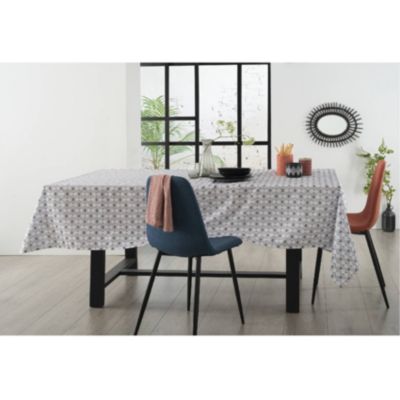 Nappe anti-tâches et imprimée hindi (240x140 cm - Gris clair)