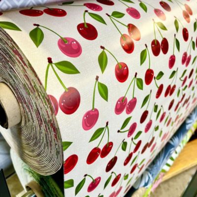 Nappe Bulgomme Imprimée Cerise Au mètre 240 x 140 cm blanc rouge