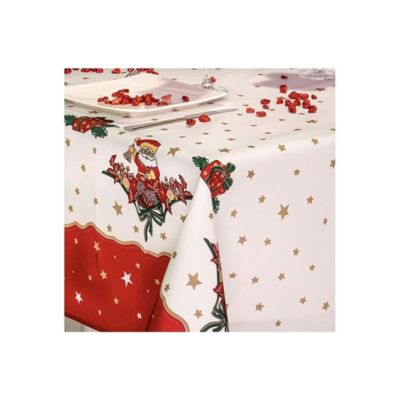 Nappe de Noël motifs Père Noël ou Cloche Anti tâches Ronde ou Rectangle 300x150cm Père Noël