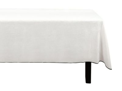 Nappe en coton et lin à bordure noire - 170 x 170 cm - Blanc cassé - BORINA