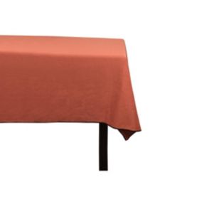 Nappe en coton et lin à bordure noire - 170 x 170 cm - Terracotta - BORINA