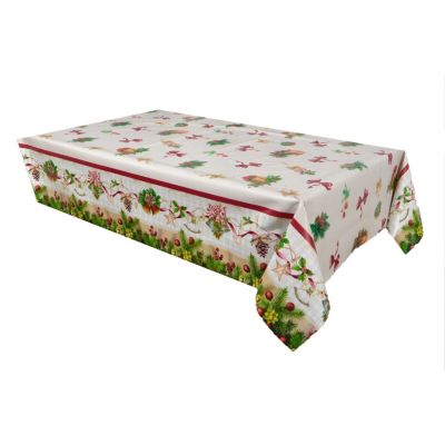 Nappe en toile cirée rectangulaire grand format NŒUDS Beige, L. 250 x l. 140 x H. 0.1 cm, NŒUDS