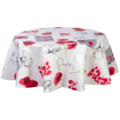 Nappe en toile cirée ronde grand format Rouge, H. 0.1 cm, COQUELICOT