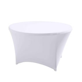 Nappe housse élastique pour table ronde 150cm blanche  Oviala