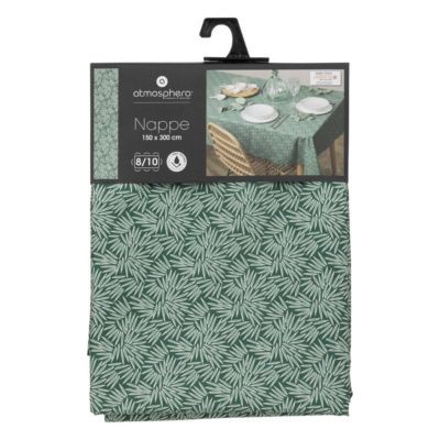 Nappe imprimée anti-tache "Thais" - vert - 150x300 cm - Atmosphera