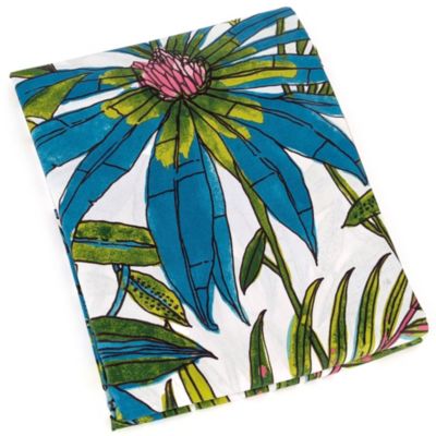 Nappe rectangle 160x350 cm BAHIA bleu Paon coton +
